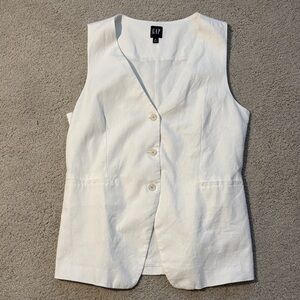 GAP Women’s White Sleeveless Linen Vest in Sz M